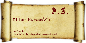 Miler Barabás névjegykártya